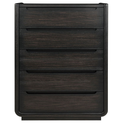 Leandro 5-drawer Bedroom Chest of Drawers Burnished Black