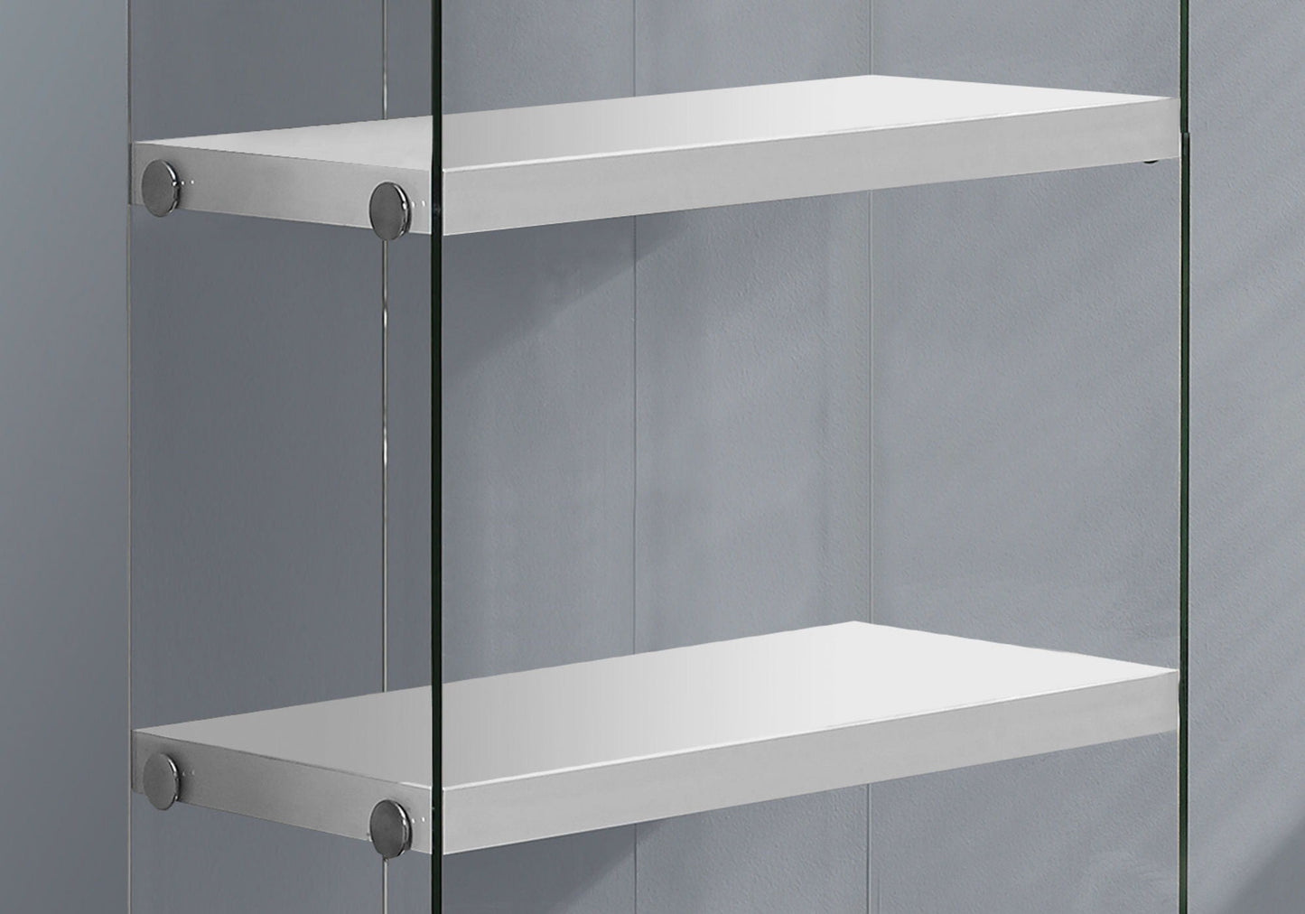 Bookshelf, Bookcase, Etagere, 5 Tier, Glossy Clear Tempered Glass - White