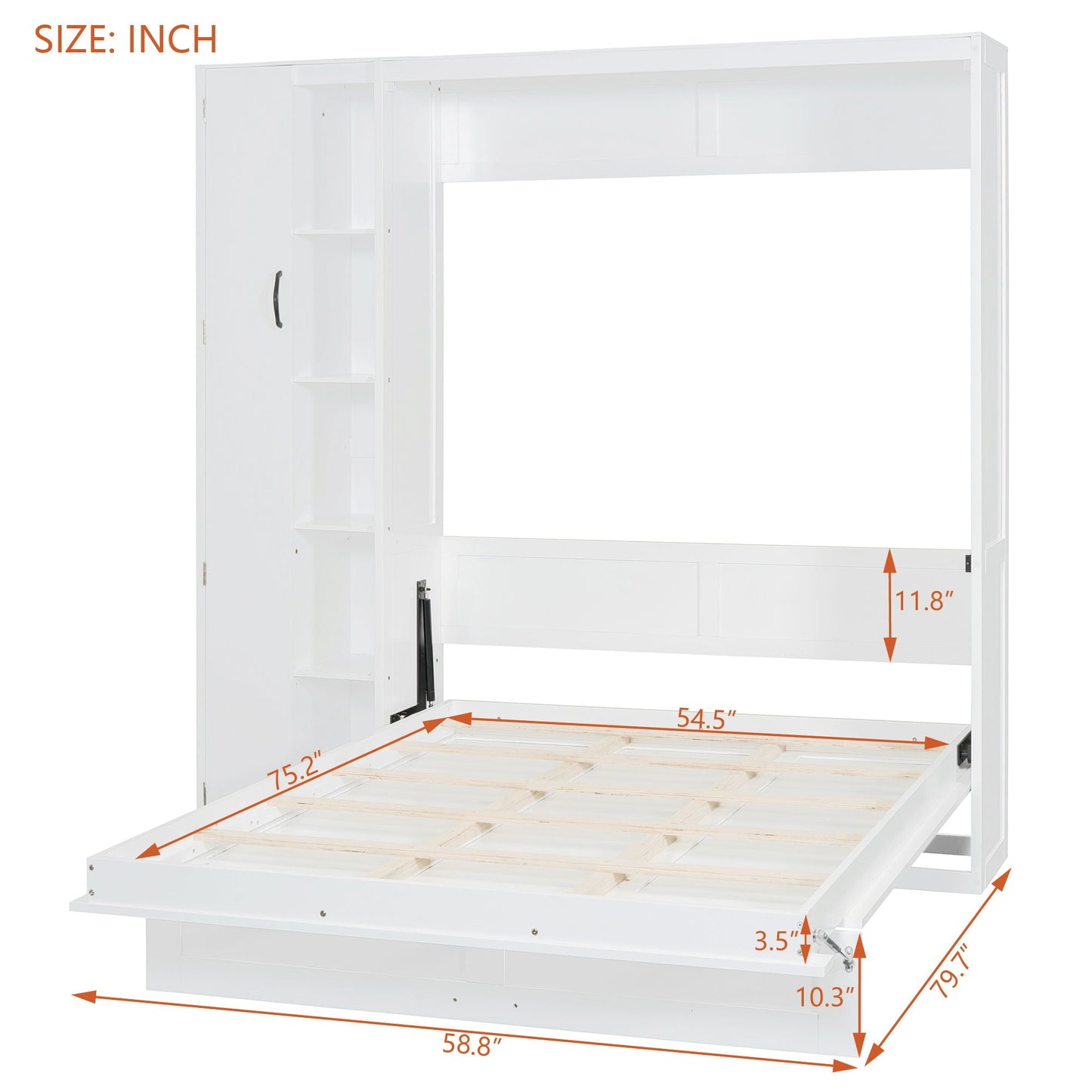 Murphy Wall Bed With Shelves, Wardrobe And LED Lights