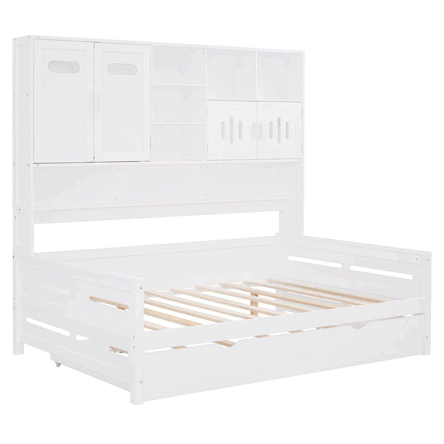 Daybed With All-In-One Cabinet And Shelf