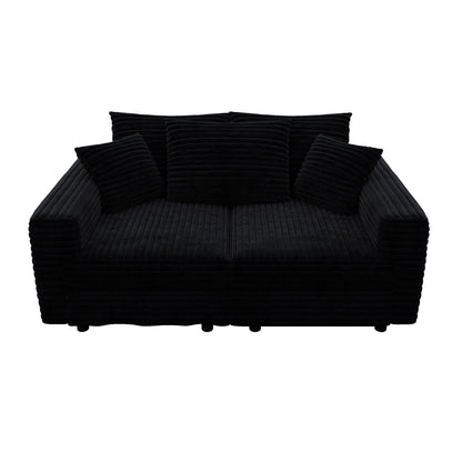 Deep Seat Convertible Sofa With Soft Pillows And Ottomans
