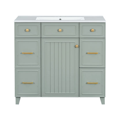 Bathroom Vanity With Ceramic Sink, Soft Close Doors, Adjustable Shelves