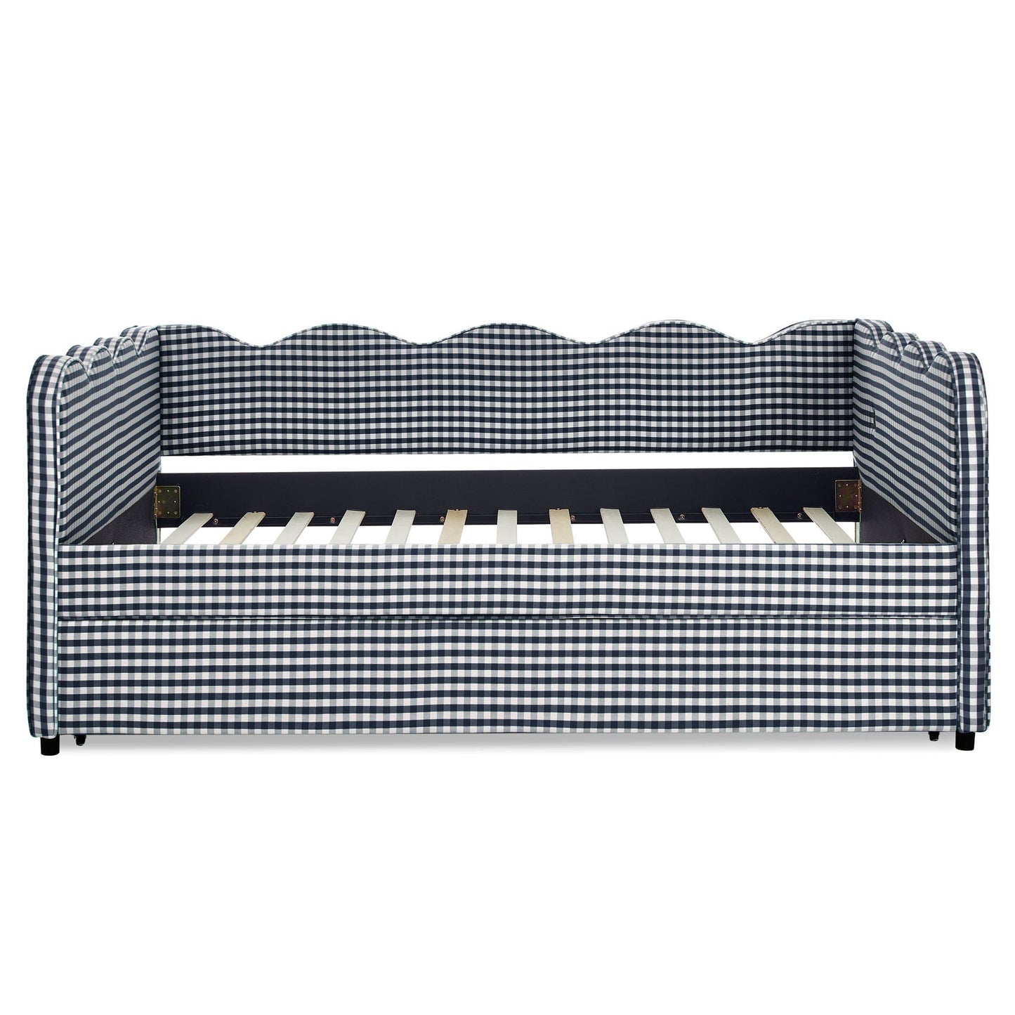 Gingham Daybed With USB Charging Port, Wave-Shaped Design