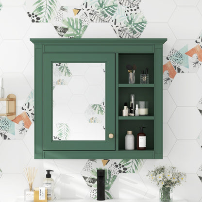 Wall Mounted Medicine Cabinet With Mirror And 3 Open Shelves