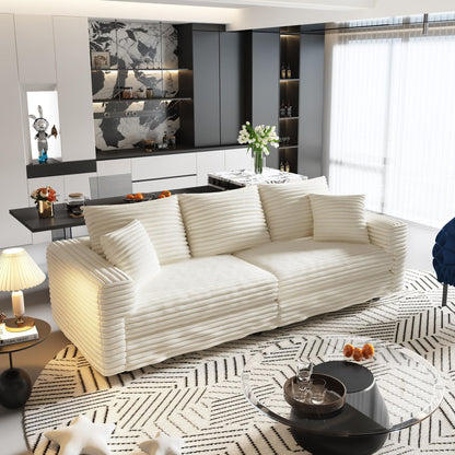 Deep Seat Convertible Sofa With Soft Pillows And Ottomans