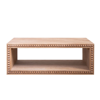 Beaded Edge Coffee Table With Open Storage Shelf