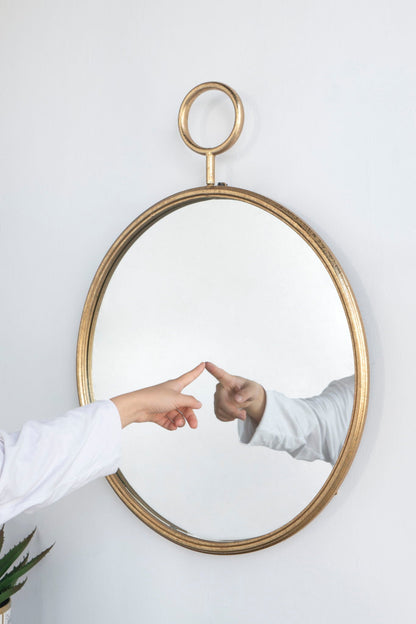 Circle Wall Mirror With Iron Frame, Accent Mirror For Living Room
