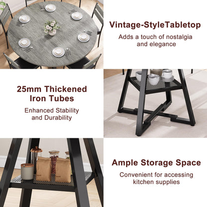 Jocoevol 51" Round Dining Table for 6,Kitchen Dining Room Circle Dinner Pedestal Table,Space Saving Wood Kitchen & Dining Room Furniture (Grey, 51In)