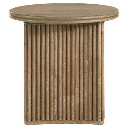 Adina 3-piece Round Coffee Table Set Distressed Light Brown
