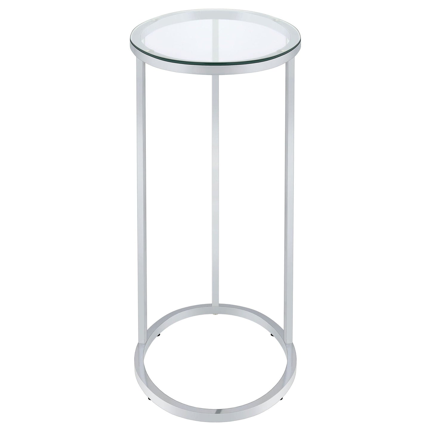 Kyle Oval Glass Top C-Shaped Sofa Side Table Chrome