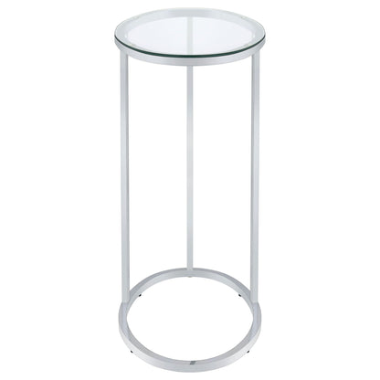 Kyle Oval Glass Top C-Shaped Sofa Side Table Chrome