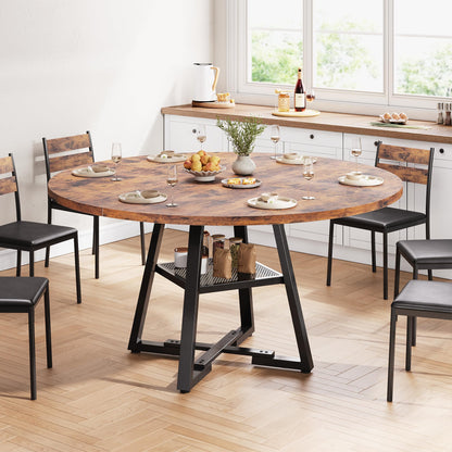 Jocoevol 51'' Round Dining Table for 6,Kitchen Dining Room Circle Dinner Pedestal Table,Space Saving Wood Kitchen & Dining Room Furniture (Vintage, 51In)