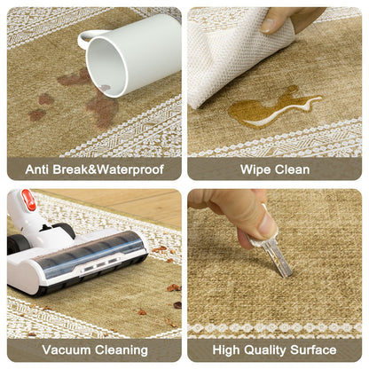 Ailsan Kitchen Mats for Floor Anti Fatigue,Cushioned Kitchen Floor Mats 2 PCS,Non Slip Kitchen Rug Waterproof,Memory Foam Kitchen Mat for Kitchen Sink Laundry,Khaki