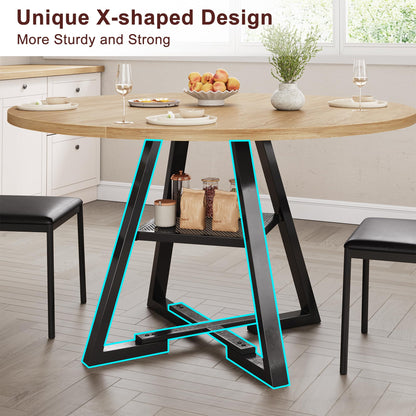 Jocoevol 42'' Round Dining Table for 4,Kitchen Dining Room Circle Dinner Pedestal Table,Space Saving Wood Kitchen & Dining Room Furniture (Natual Wood, 42In)