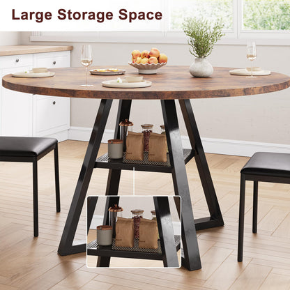 Jocoevol Round Dining Table for 4,Kitchen Dining Room Circle Dinner Pedestal Table,Space Saving Wood Kitchen & Dining Room Furniture (Vintage, 42In)