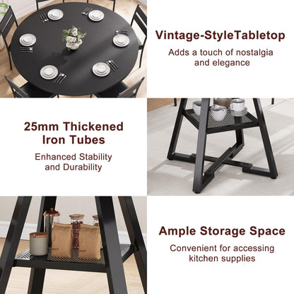 Jocoevol 51'' Round Dining Table for 6,Kitchen Dining Room Circle Dinner Pedestal Table,Space Saving Wood Kitchen & Dining Room Furniture (Black, 51In)