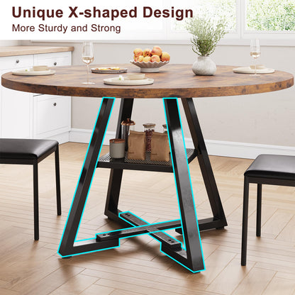 Jocoevol 51'' Round Dining Table for 6,Kitchen Dining Room Circle Dinner Pedestal Table,Space Saving Wood Kitchen & Dining Room Furniture (Vintage, 51In)
