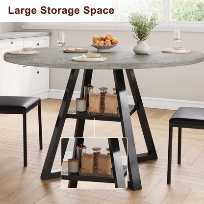 Jocoevol Round Dining Table for 4,Kitchen Dining Room Circle Dinner Pedestal Table,Space Saving Wood Kitchen & Dining Room Furniture (Grey, 47In)