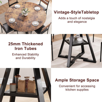 Jocoevol Round Dining Table for 4,Kitchen Dining Room Circle Dinner Pedestal Table,Space Saving Wood Kitchen & Dining Room Furniture (Vintage, 42In)