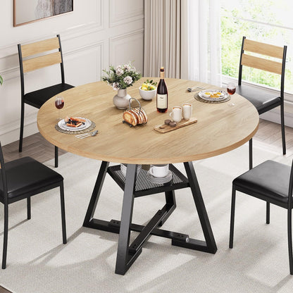 Jocoevol 42'' Round Dining Table for 4,Kitchen Dining Room Circle Dinner Pedestal Table,Space Saving Wood Kitchen & Dining Room Furniture (Natual Wood, 42In)