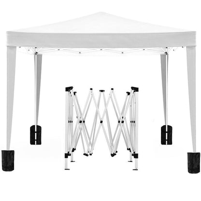 10'X10' Folding Canopy With 4 Removable Sidewalls Outdoor Event Shelter UPF 50+ Gazebo Portable Tents For Parties Beach Camping Wedding Ez Pop Up Canopy 4 Pieces Weight Bag + Carry Bag