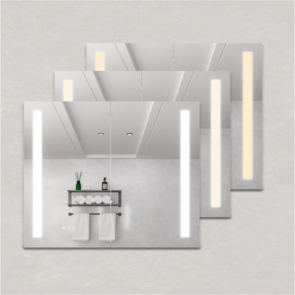 LED Medicine Cabinet With Mirror, Double Door With Defogger, Dimmer, Surface Mount