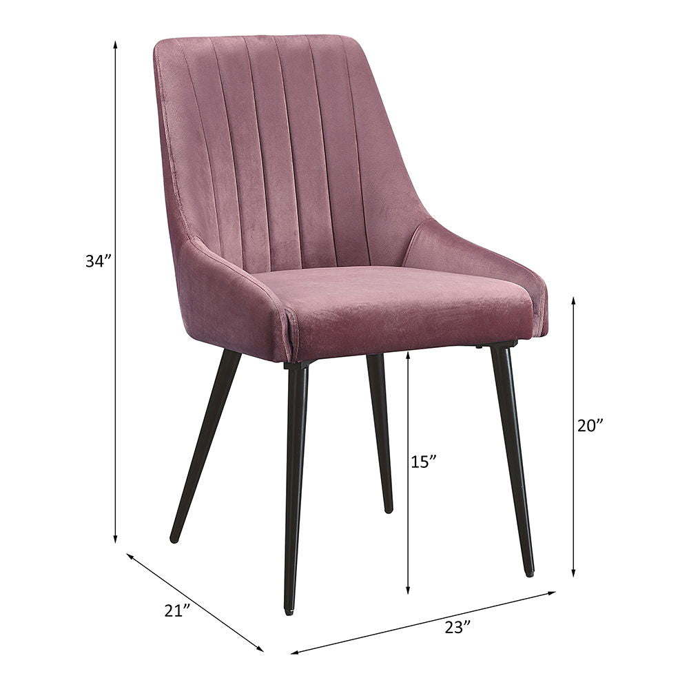 Riley - Side Chair (Set of 2) - Pink Fabric & Black