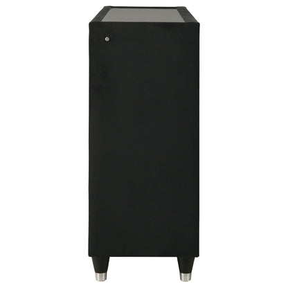 Ravenne 6-drawer Velvet Upholstered LED Dresser Cabinet Black