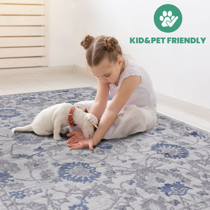 Marfi - 8' X 10' Oriental Area Rug - Blue / Silver