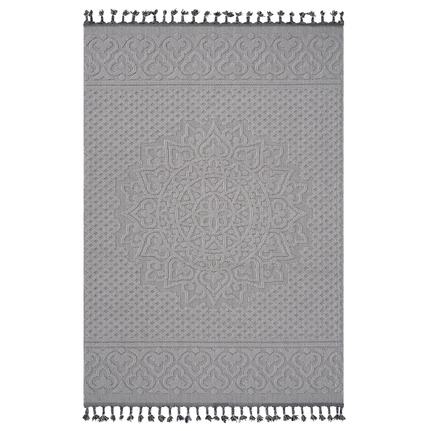 Guros - 8' X 10' Medallion Indoor / Outdoor Area Rug - White / Ivory