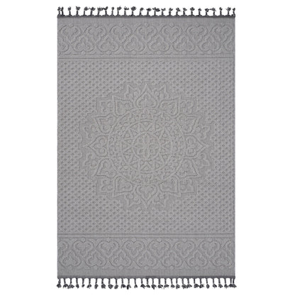 Guros - 6' X 9' Medallion Indoor / Outdoor Area Rug - White / Ivory