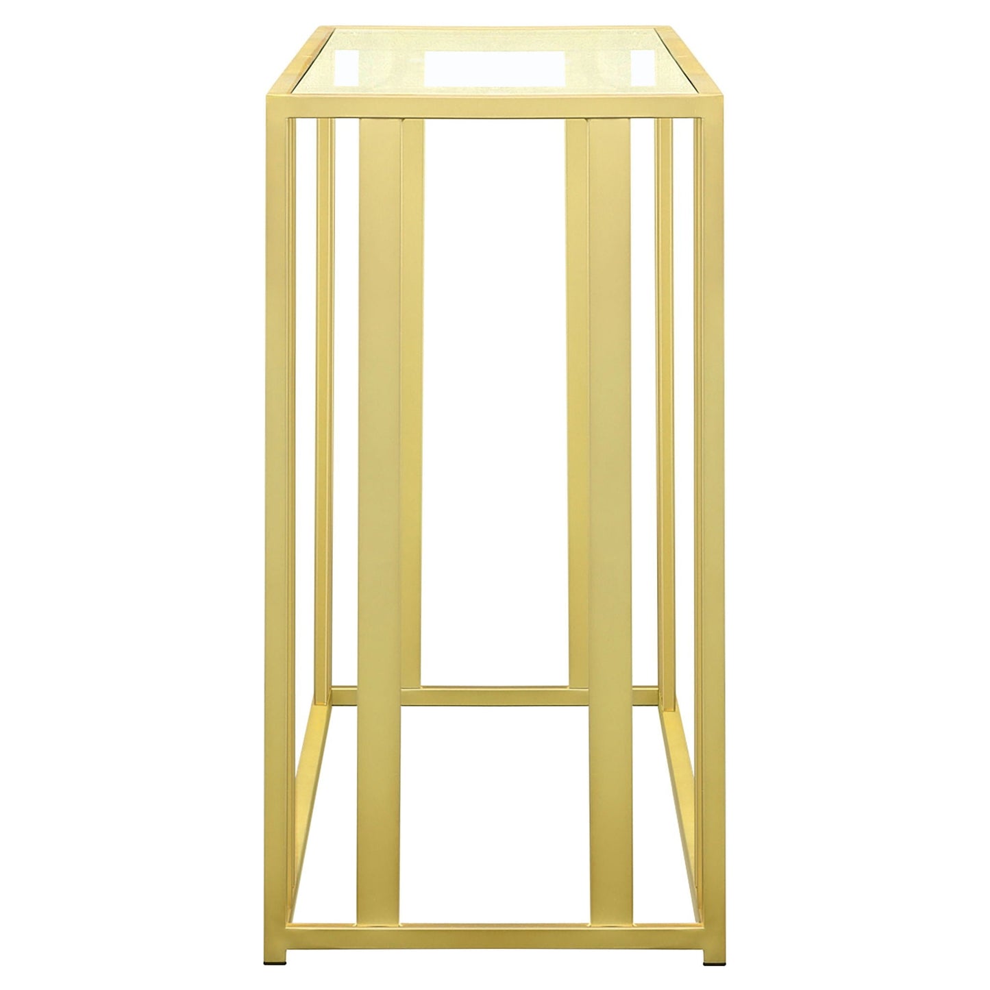 Adri Glass Top Entryway Console Table Matte Brass