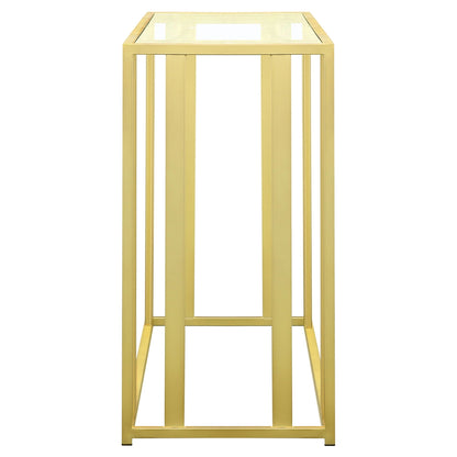 Adri Glass Top Entryway Console Table Matte Brass