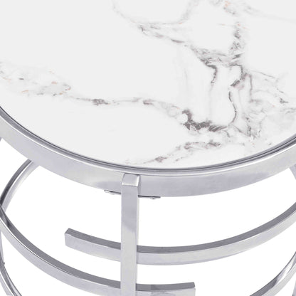 Elegant Round Table With Sintered Stone Top & Sturdy Metal Frame