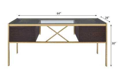 Yumia - Writing Desk - Gold & Walnut