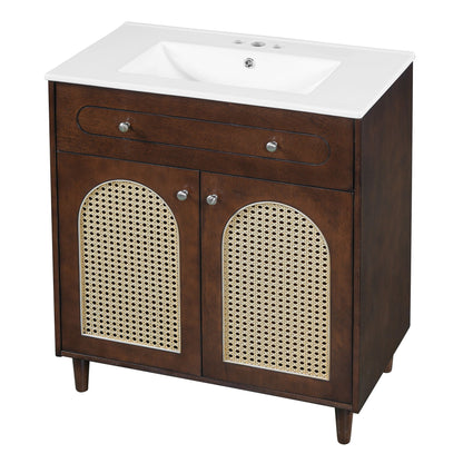 Modern Bathroom Vanity With Sink, Cabinet With Adjustable Shelf