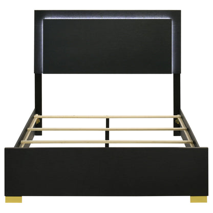 Marceline Wood Full LED Panel Bed Black