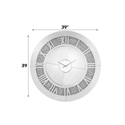 Noralie - 39" Wall Clock - Mirrored & Faux Diamonds