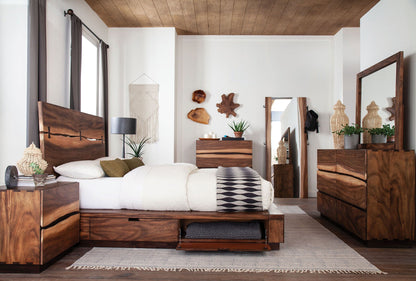 Winslow Wood Eastern King Storage Panel Bed Smokey Walnut