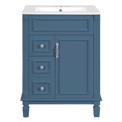 Bathroom Vanity With Sink, Compact Cabinet & 2 Drawers And Adjustable Shelf