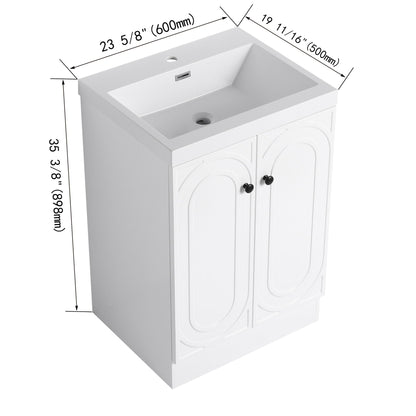 Contemporary Freestanding Bathroom Vanity With Resin Sink & Soft-Close Cabinet Doors