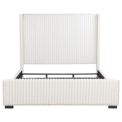 Natasha 65-inch Upholstered Eastern King Wingback Bed Cream