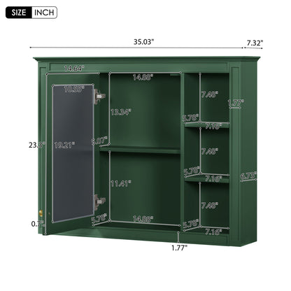 Wall Mounted Medicine Cabinet With Mirror, Storage Cabinet Featuring 6 Open Shelves And Adjustable Interior
