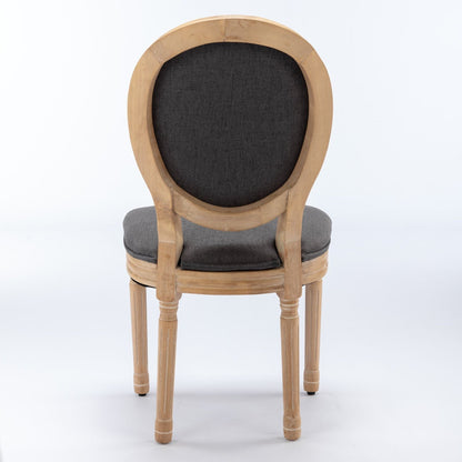 French Style Solid Wood Frame Antique Painting Fabric Back Dining Chair (Set of 2)