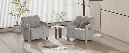 Modern Minimalist Leisure Armchair With L Shaped Armrests