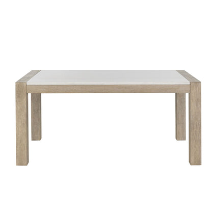 Vanilla - Real Marble Dining Table And Chair Set With Upholstery - Beige / Natural