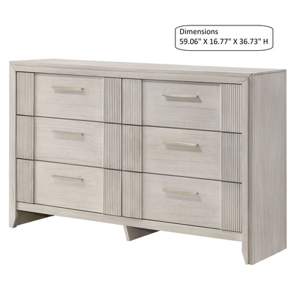 6 Drawer Storage Dresser Furniture - Antique White