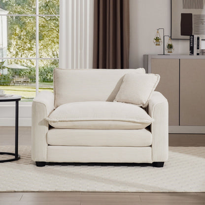 Modern Classic Fabric Single Chair Deep Seat Sofa With Pillow