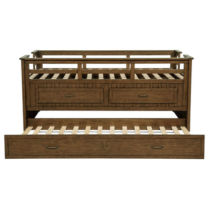 Carlsbad Wood Twin Captains Bed With Trundle Medium Brown