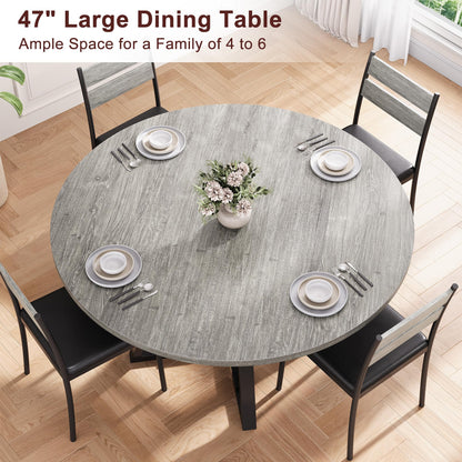 Jocoevol Round Dining Table for 4,Kitchen Dining Room Circle Dinner Pedestal Table,Space Saving Wood Kitchen & Dining Room Furniture (Grey, 47In)
